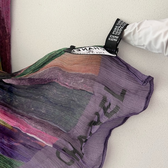 NWOT Chanel long silk scarf. Multi color. - Picture 6 of 10